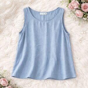 Citron Santa Monica 1X Slate Blue 100% Silk Brocade Textured Tank Top Shell